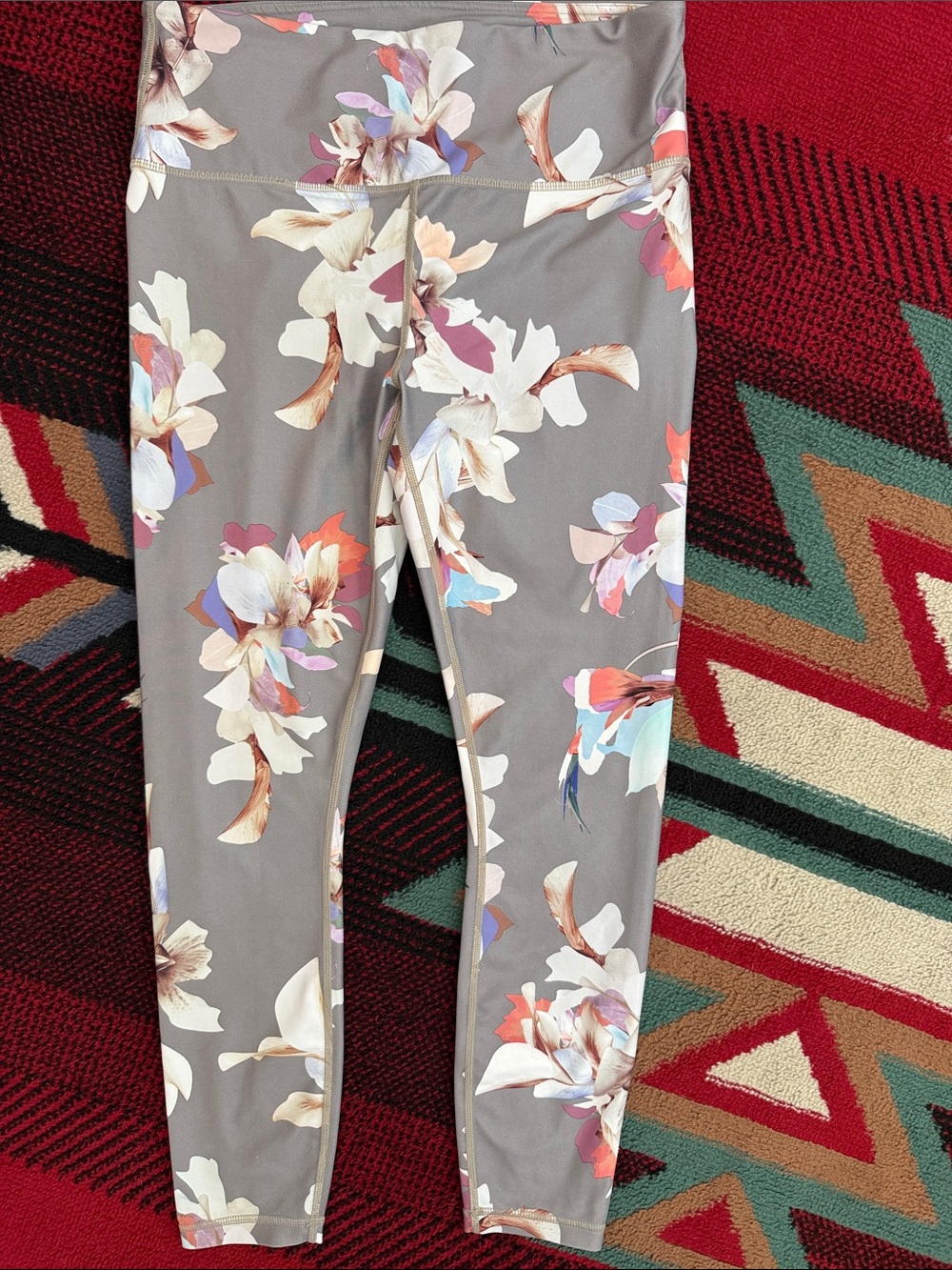 Athleta Floral Gray High-Rise Performance Leggings